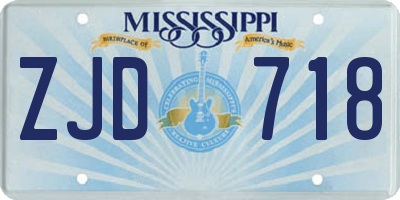 MS license plate ZJD718