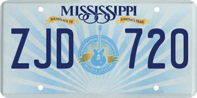 MS license plate ZJD720