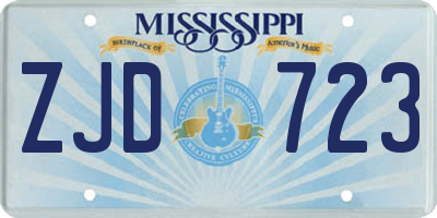 MS license plate ZJD723