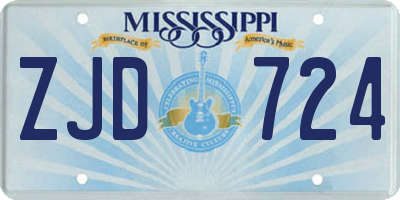 MS license plate ZJD724