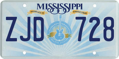 MS license plate ZJD728