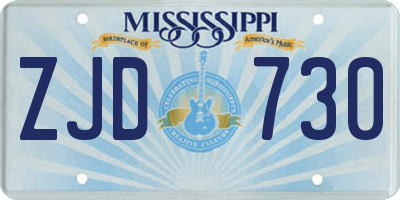 MS license plate ZJD730