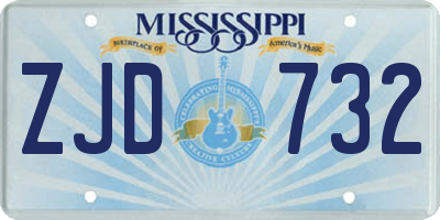 MS license plate ZJD732