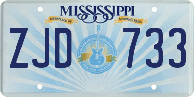MS license plate ZJD733