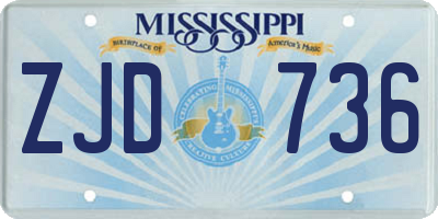 MS license plate ZJD736