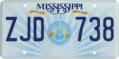MS license plate ZJD738