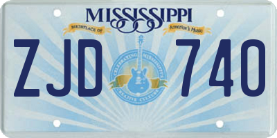 MS license plate ZJD740