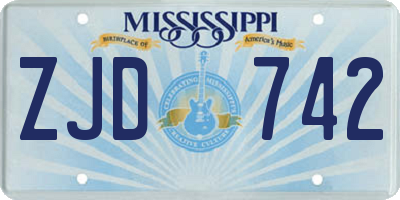 MS license plate ZJD742