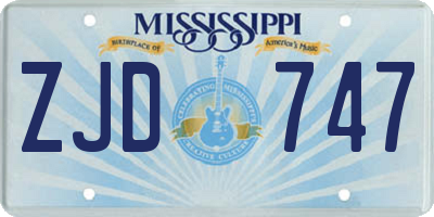 MS license plate ZJD747