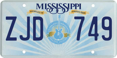 MS license plate ZJD749