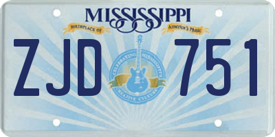 MS license plate ZJD751