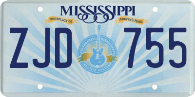 MS license plate ZJD755