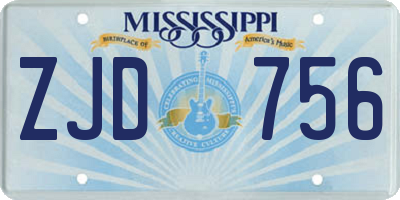MS license plate ZJD756