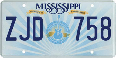 MS license plate ZJD758