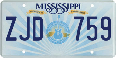 MS license plate ZJD759