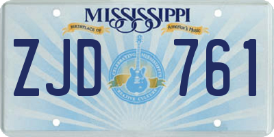 MS license plate ZJD761