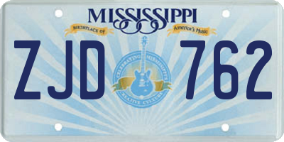 MS license plate ZJD762