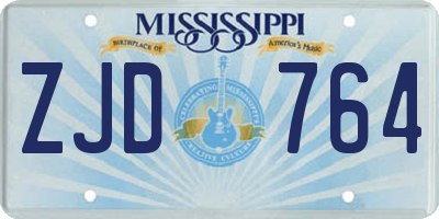 MS license plate ZJD764