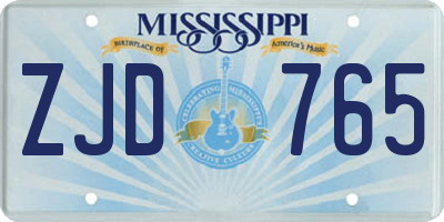 MS license plate ZJD765