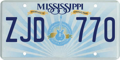 MS license plate ZJD770
