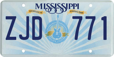 MS license plate ZJD771