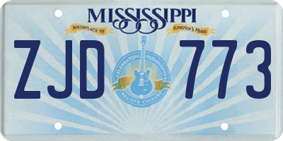 MS license plate ZJD773