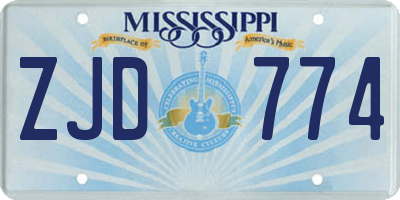 MS license plate ZJD774