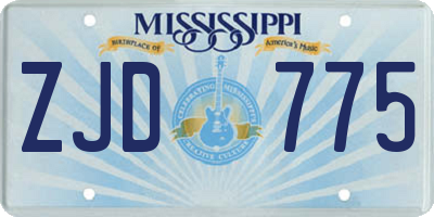MS license plate ZJD775