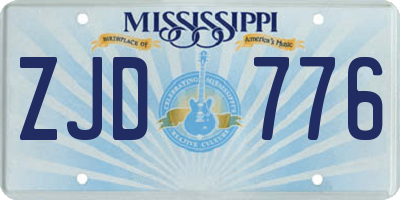 MS license plate ZJD776