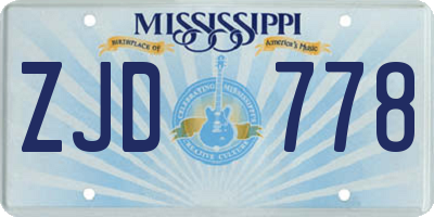MS license plate ZJD778