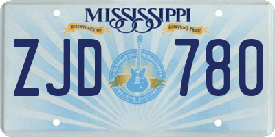 MS license plate ZJD780