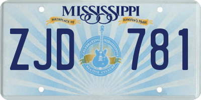 MS license plate ZJD781