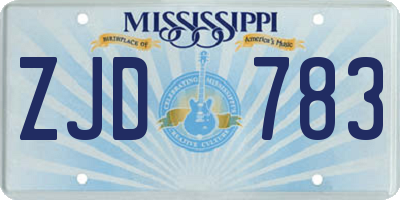 MS license plate ZJD783
