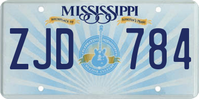 MS license plate ZJD784