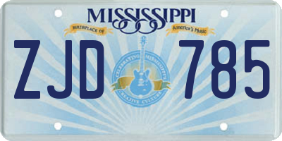 MS license plate ZJD785
