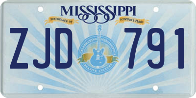 MS license plate ZJD791