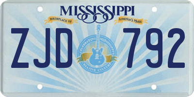 MS license plate ZJD792