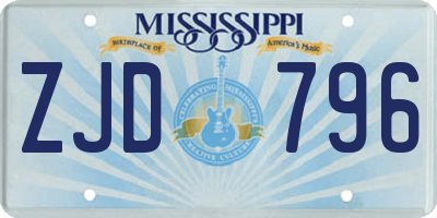 MS license plate ZJD796