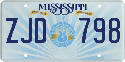 MS license plate ZJD798