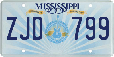 MS license plate ZJD799