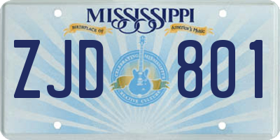 MS license plate ZJD801