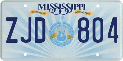 MS license plate ZJD804
