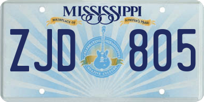 MS license plate ZJD805