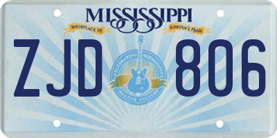 MS license plate ZJD806