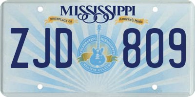 MS license plate ZJD809