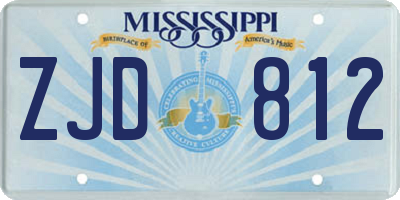 MS license plate ZJD812