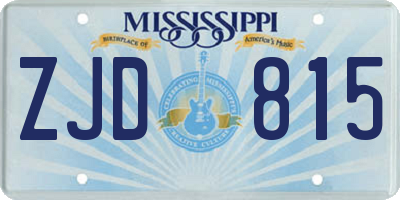 MS license plate ZJD815