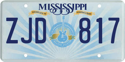 MS license plate ZJD817