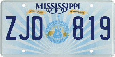 MS license plate ZJD819