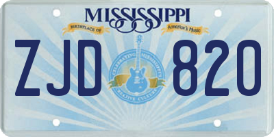 MS license plate ZJD820